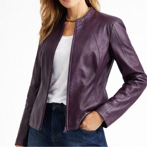 Danier Leather Jacket VTG Purple Blazer Tailored 90’s-2000s Timeless Classic L